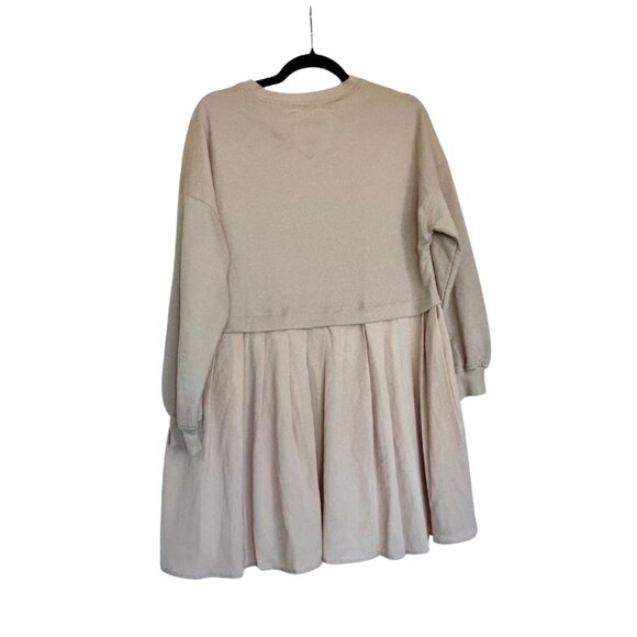 Dokuritu Sweatshirt Dress Women Crew Neck Long Sleeve Khaki X-Small - Picture 5 of 12